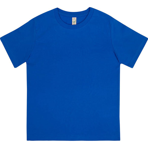 Kids Bright Blue 100% Combed Organic Cotton T-Shirt.